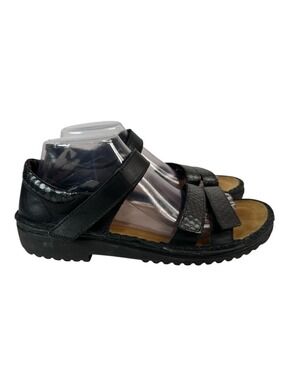 Naot Black Adjustable Comfort Sandals Womens 10 EU 41 Leather Walking